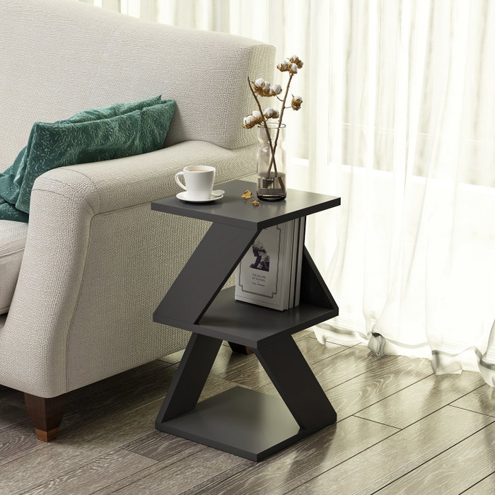 Hanah Home Mesa Auxiliar Antracita 30x50x30 cm Tablero Melamina Moderno Elegante